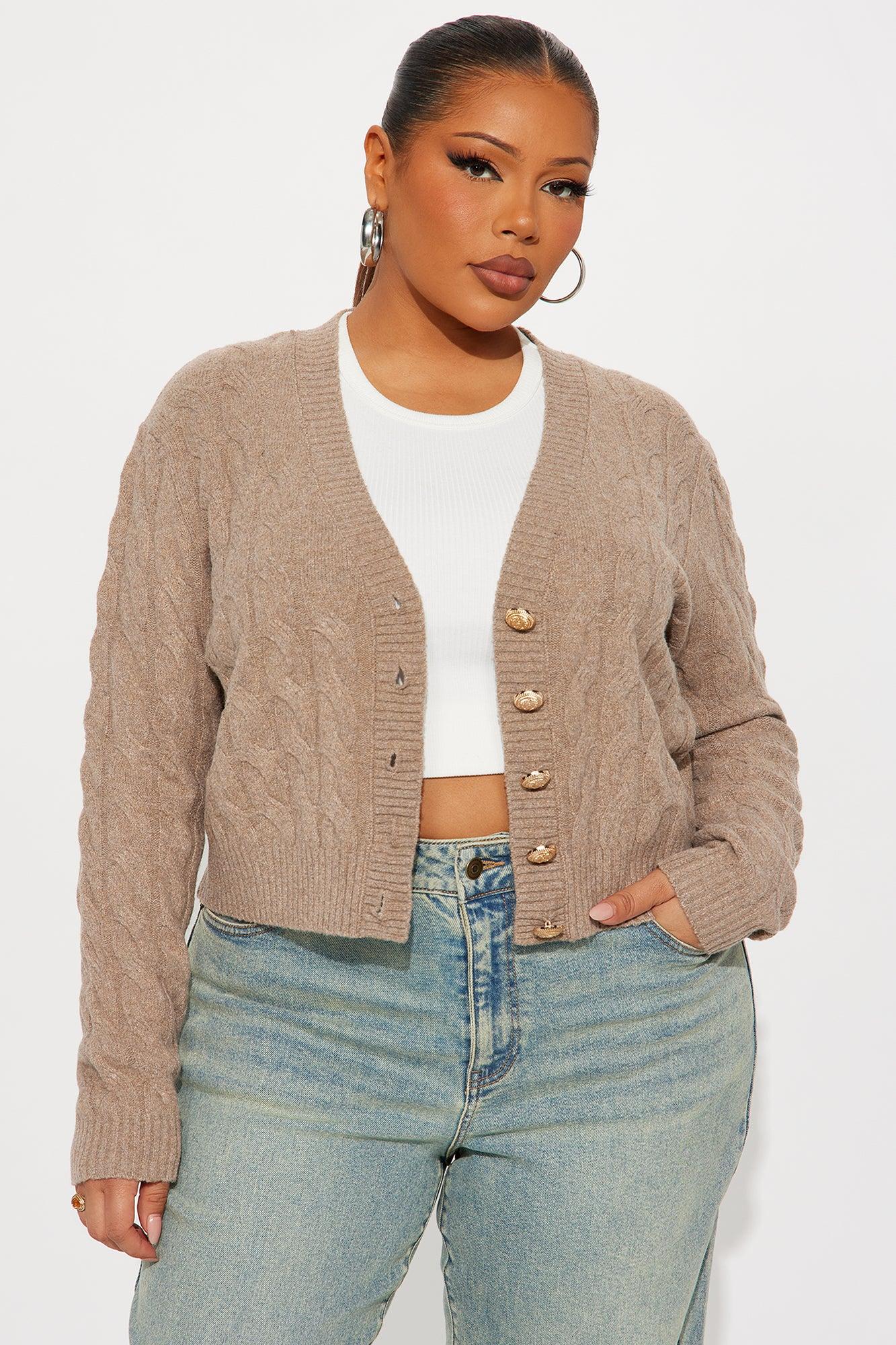 Don't Fit In Cable Knit Cardigan - Taupe Female Product Image