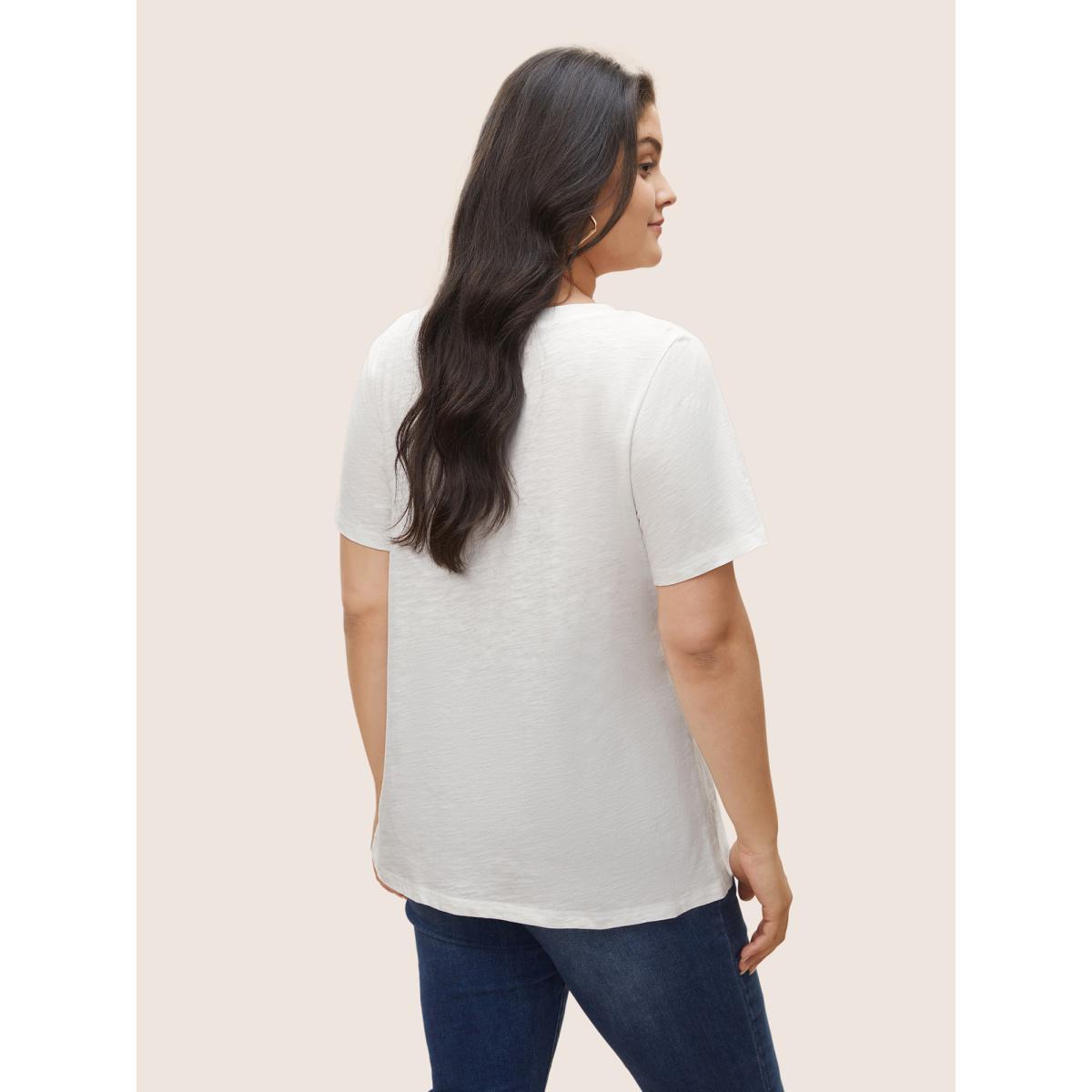 Plus Size Vacation Graphic Round Neck T-shirt White Women Resort Non Tropical Vacation T-shirts BloomChic 30/6X Product Image