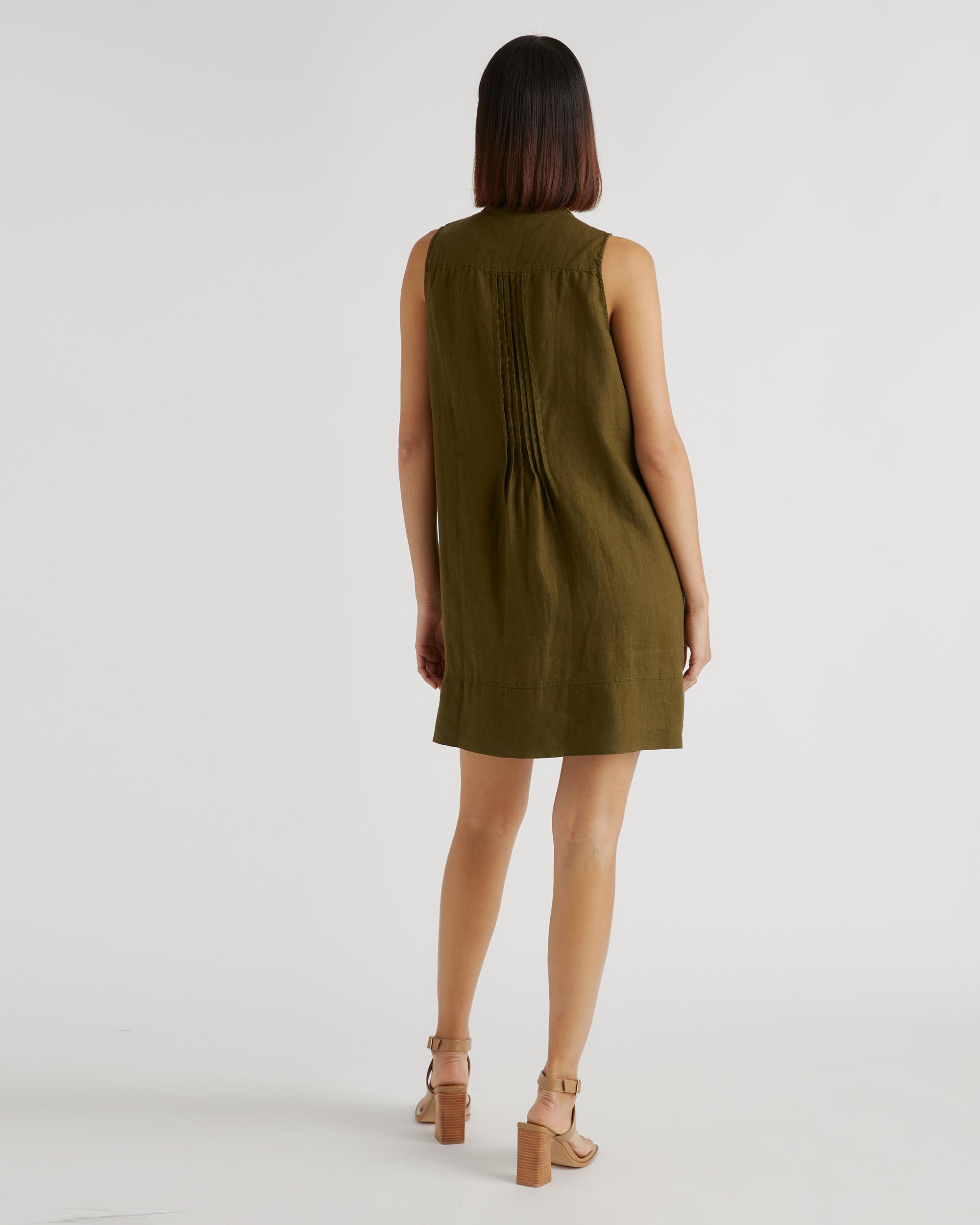 Quince | Women's 100% European Linen Sleeveless Swing Dress Size XL Product Image