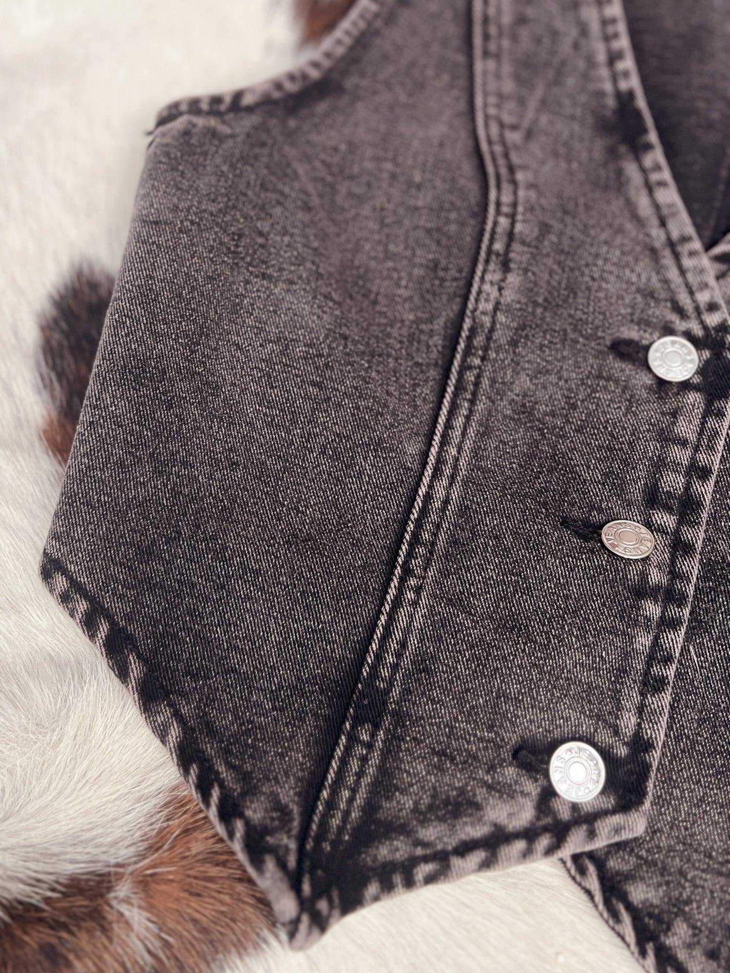 Denim Button Up Western Vest - 2 Colors Product Image