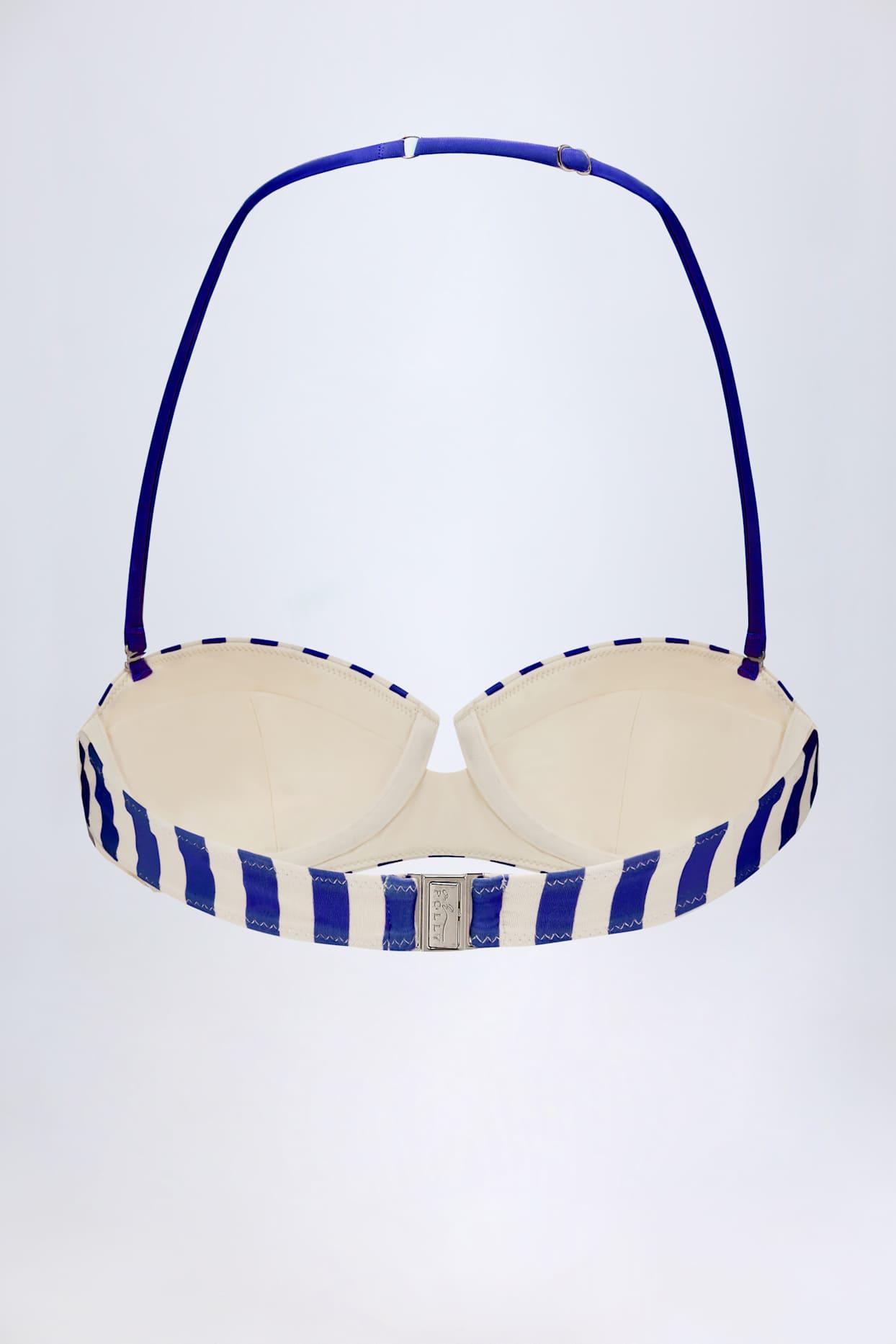 Underwired Halterneck Balconette Bikini Top in Marine Blue Stripe Product Image