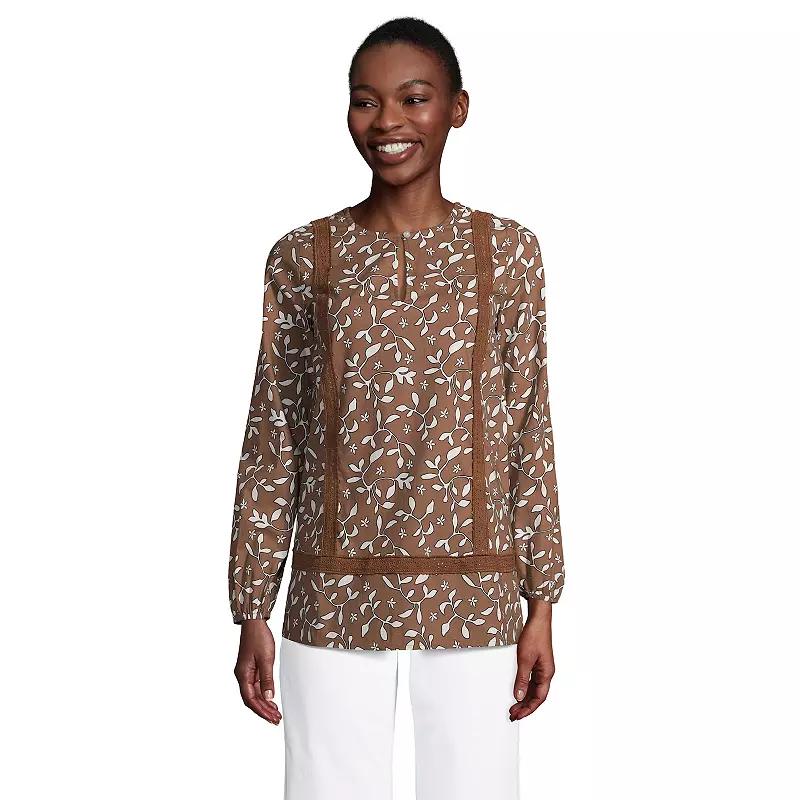 Women's Lands' End Print Eyelet Keyhole Tunic Top,  Product Image
