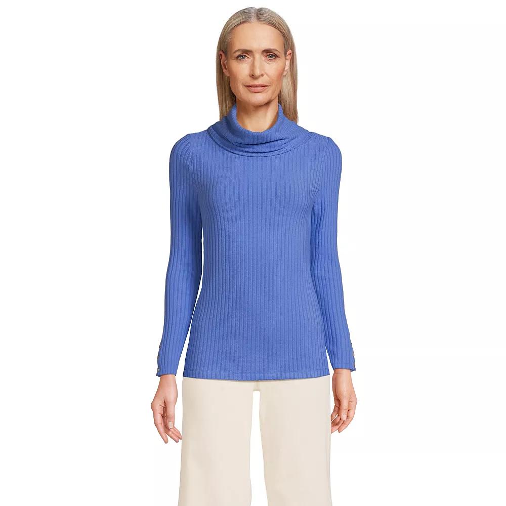 Women's Lands' End Long-Sleeve Wide Rib Turtleneck,  Product Image