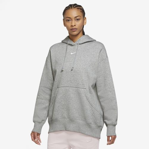 Nike Womens Nike Phoenix Fleece OS Pullover Hoodie - Womens White/Dark Grey Heather Product Image