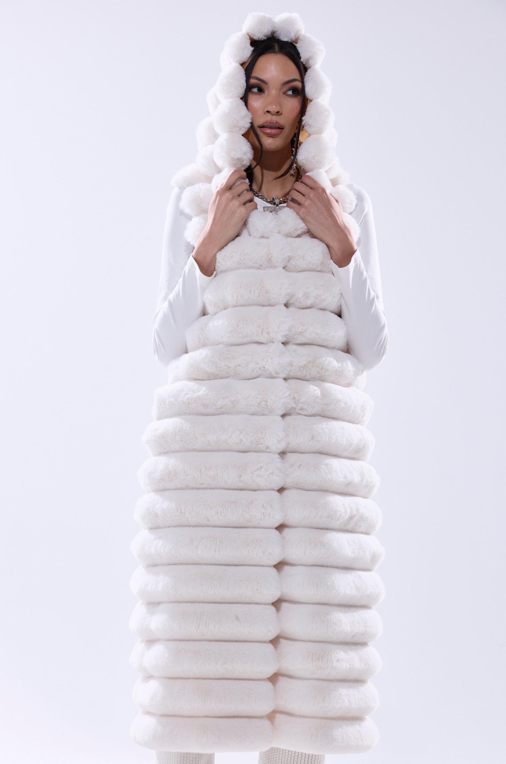 POPPY FAUX FUR HOODED VEST Product Image