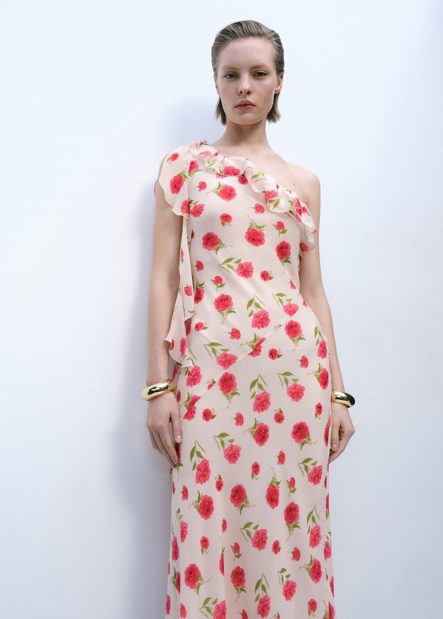 Floral ruffled dress - Women | MANGO USA Product Image