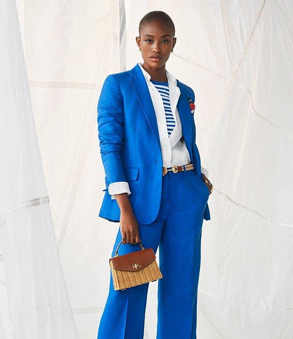 Lauren Ralph Lauren Linen Blend Twill High Rise Wide Leg Cropped Pants Product Image