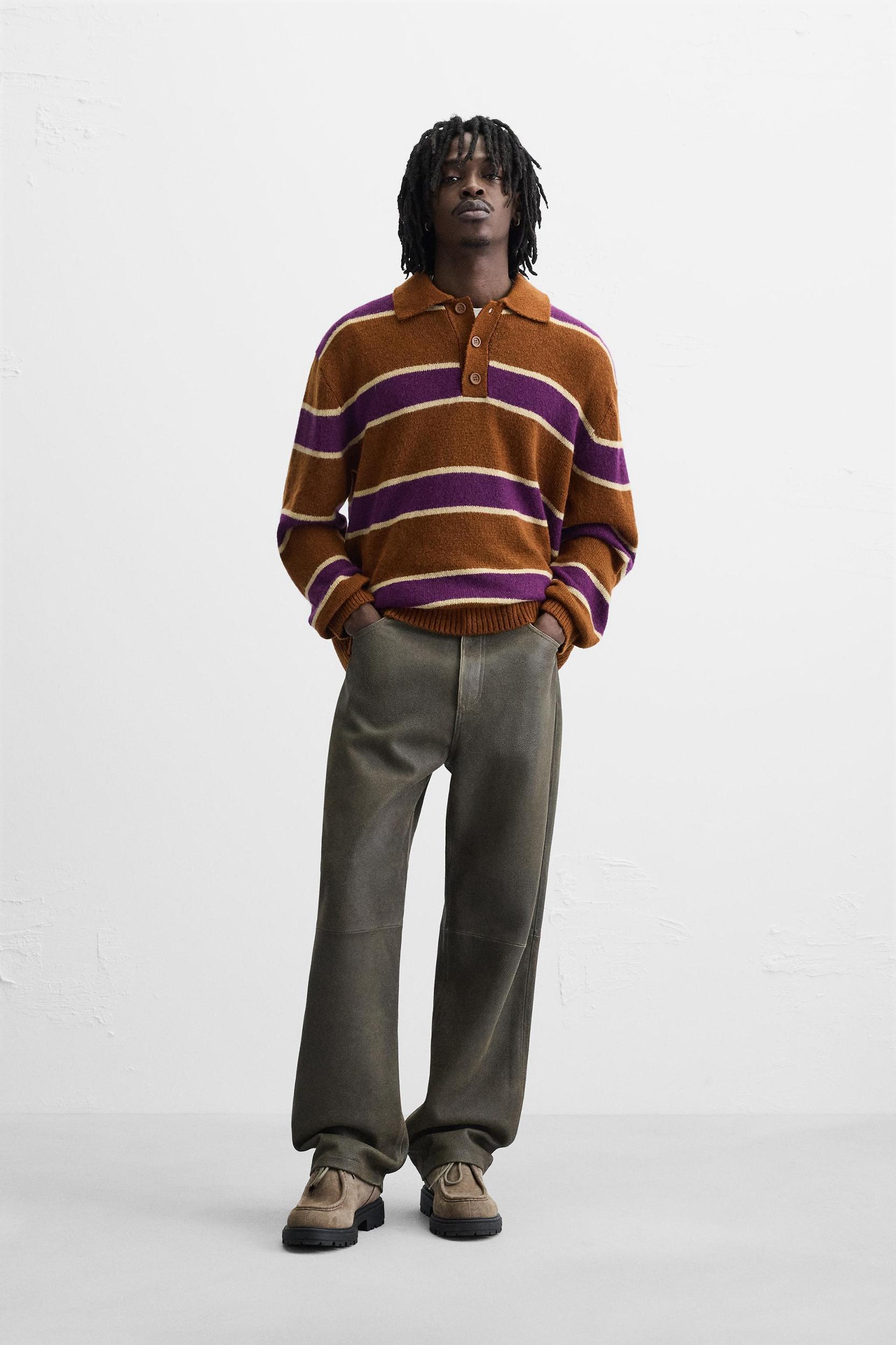 STRIPED KNIT POLO Product Image