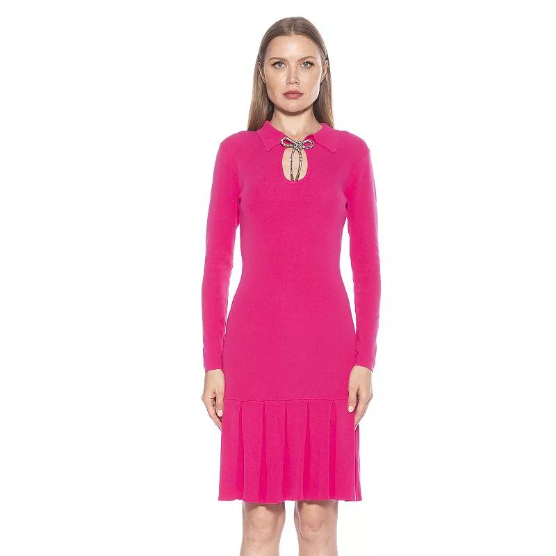 Women's ALEXIA ADMOR Sloane Long Sleeve Fit And Flare Knit Dress,  Product Image