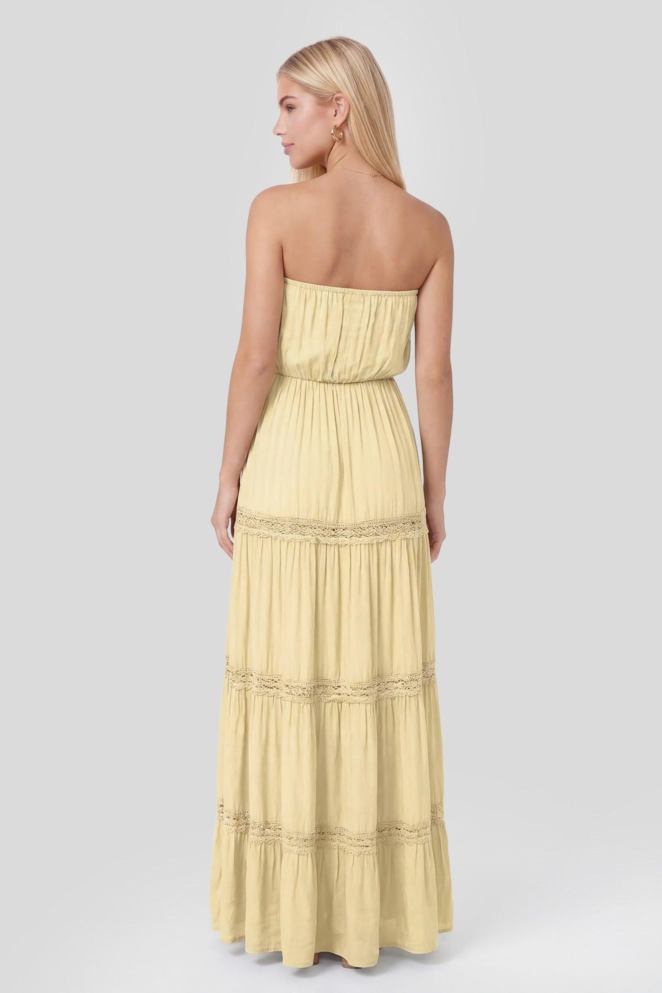 Lace Trim Strapless Maxi Dress Female Product Image