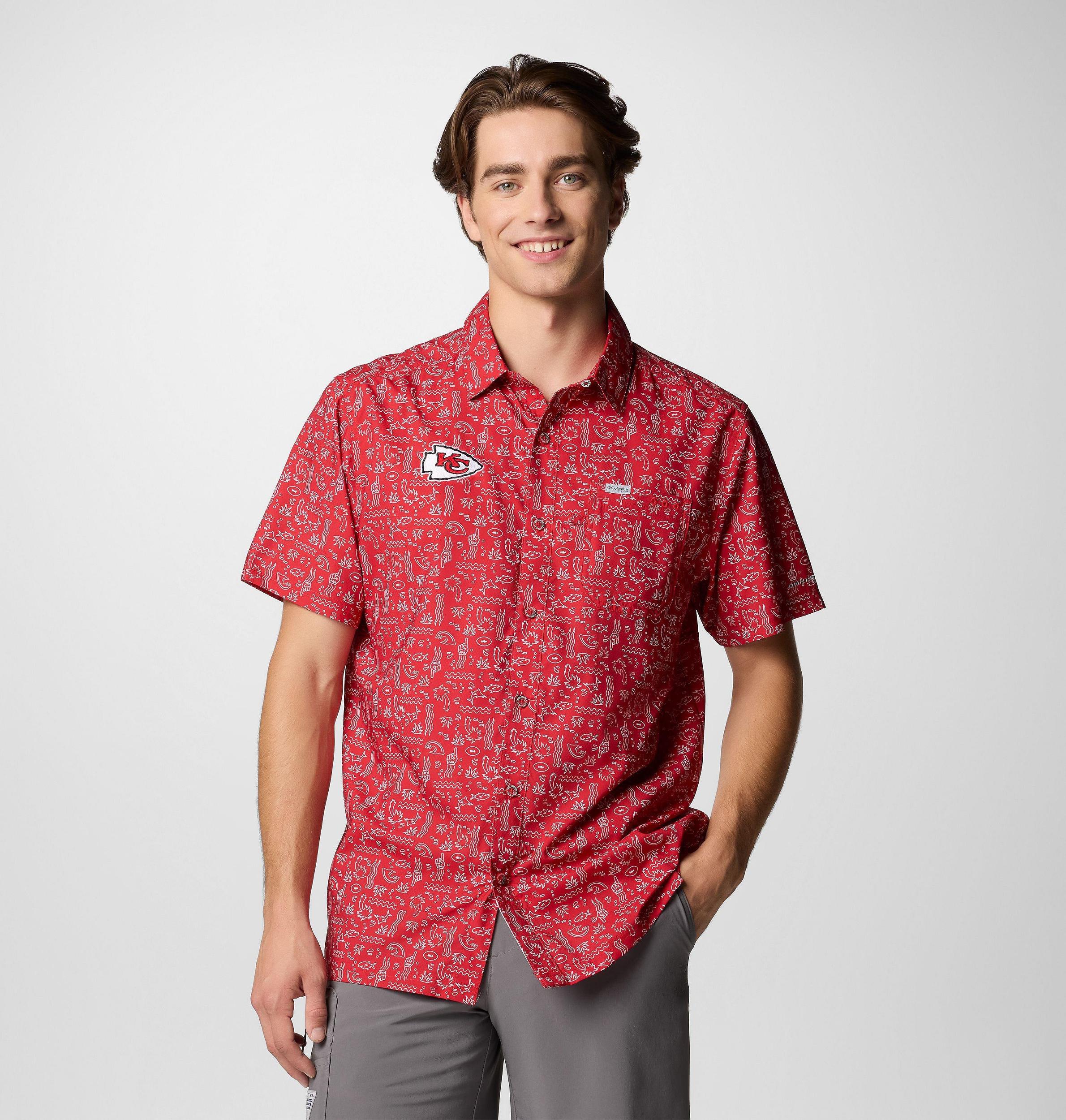 Columbia Mens PFG Super Slack Tide Short Sleeve Shirt - Kansas City Chiefs- Product Image