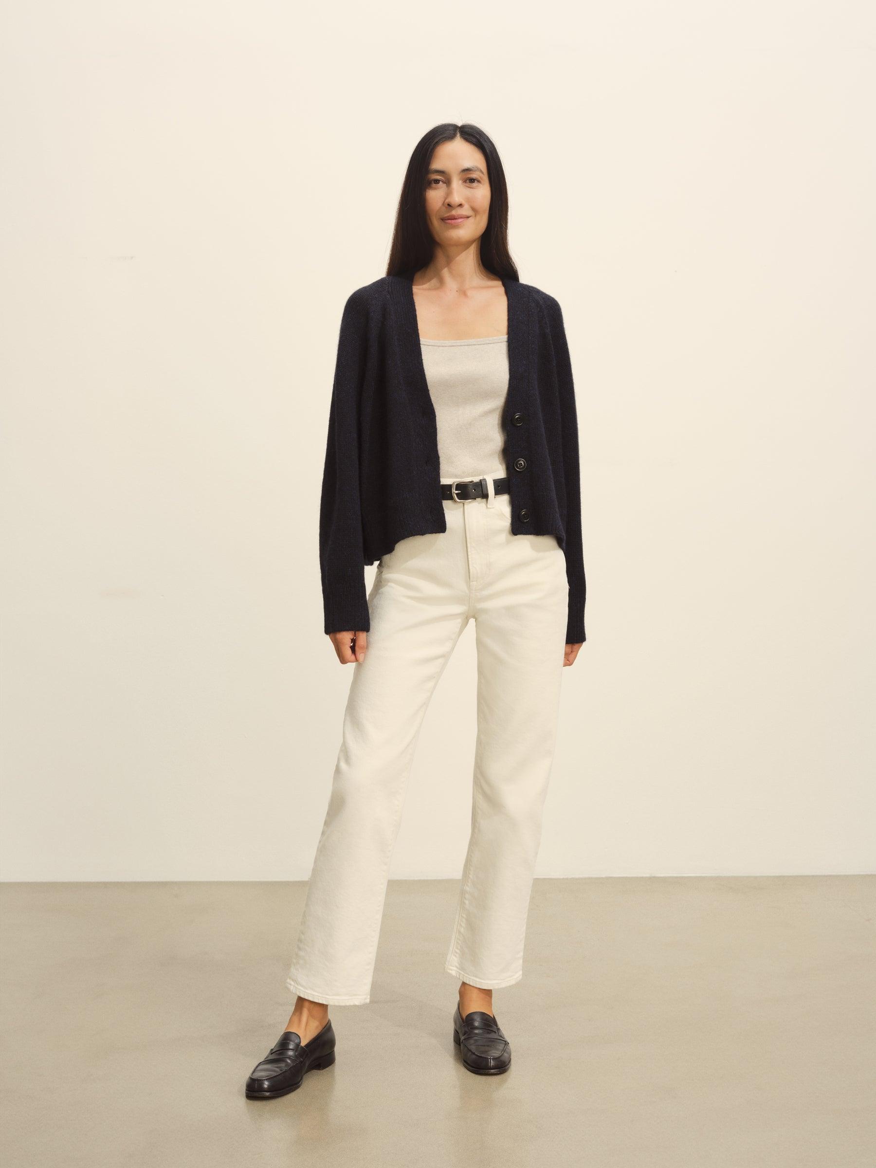 Dark Navy Highland Alpaca Boxy Cardigan Product Image