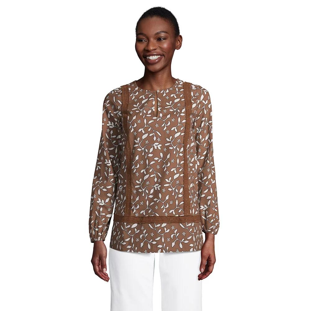 Women's Lands' End Print Eyelet Keyhole Tunic Top,  Product Image