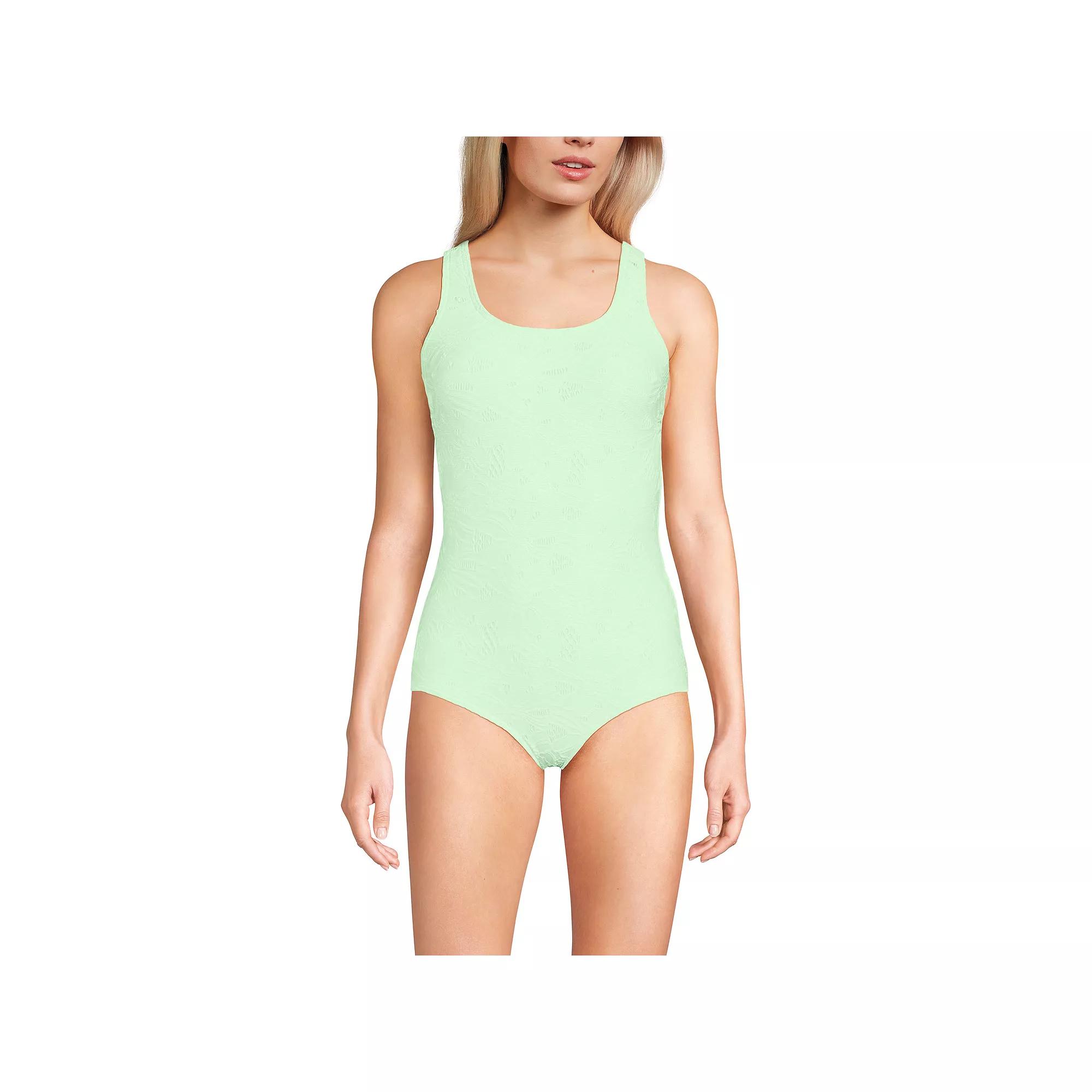 Women's Lands' End Tugless Low Leg Lace One-Piece Swimsuit,  Product Image
