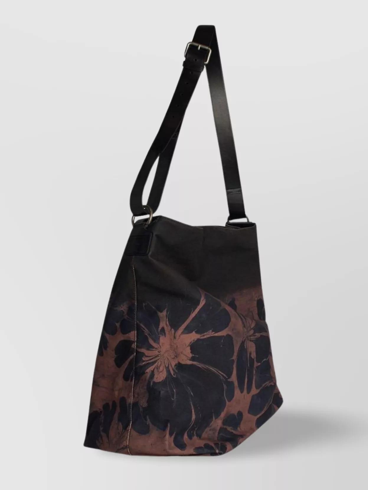 DRIES VAN NOTEN Mens Rust Floral-print Cotton Shoulder Bag Product Image