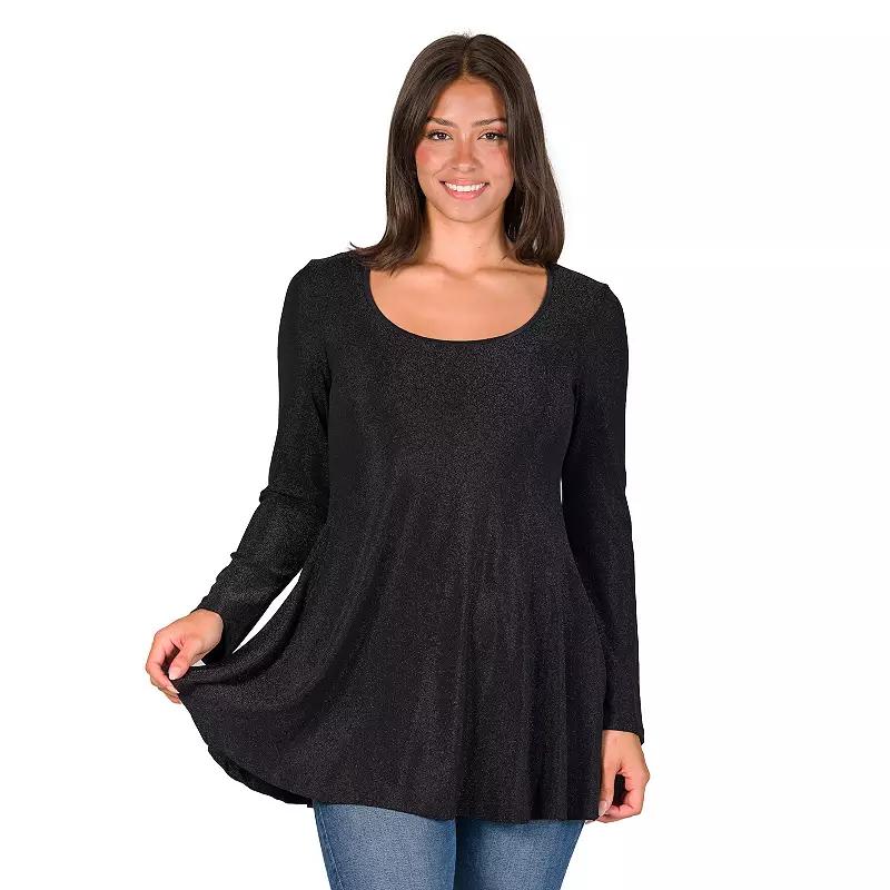 Women's 24Seven Comfort Apparel Shimmery Tunic Top,  Product Image