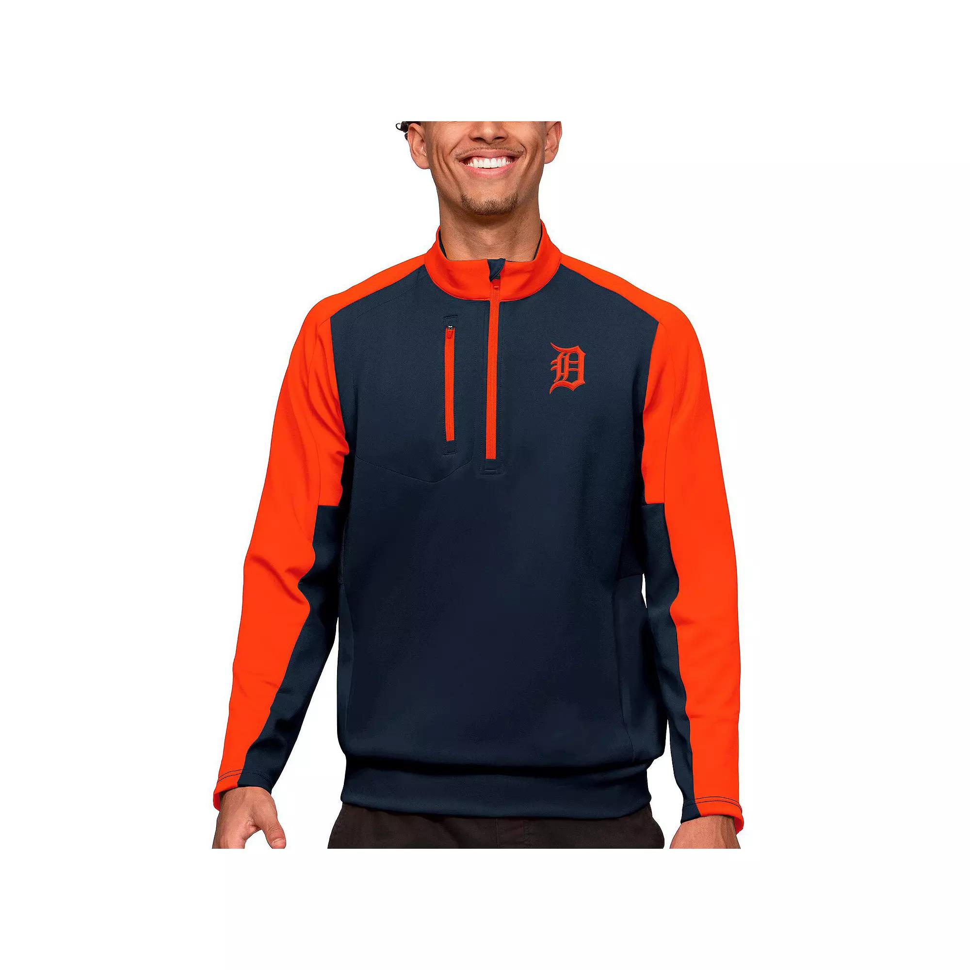 Men's Antigua Navy Detroit Tigers Team Quarter-Zip Pullover Top, Size: Small, Blue Product Image