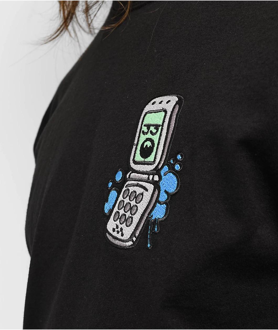 Empyre Flip Phone Embroidered Black T-shirt Product Image