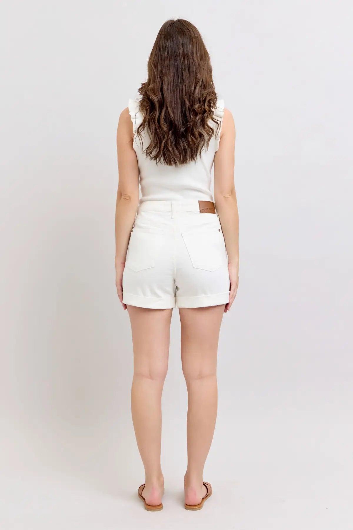JUDY BLUE HIGH WAIST DOUBLE ROLL CUFF SHORTS Product Image