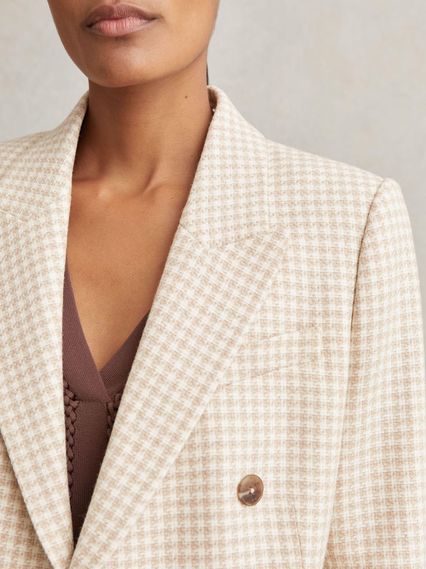 Petite Double Breasted Check Blazer With Wool in Neutral Check Product Image