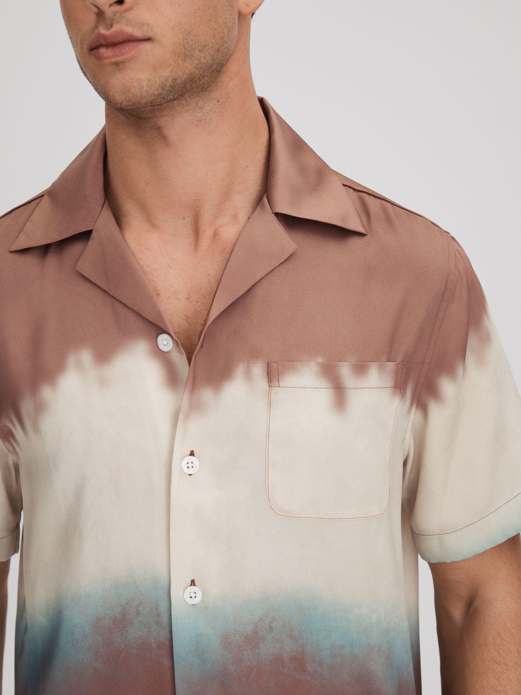 Ombre Print Cuban Collar Shirt in Tobacco Product Image