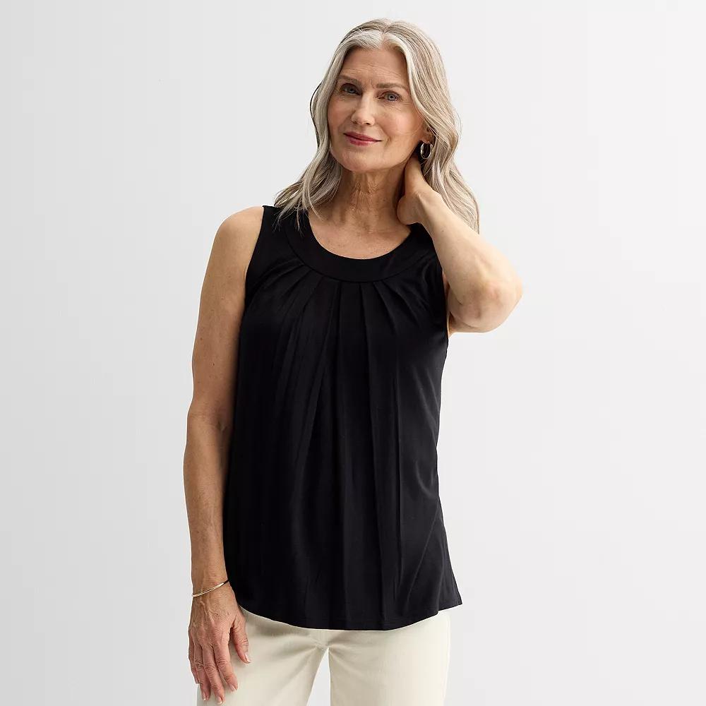 Women's Croft & Barrow® Pleated Tank Top, Size: XL, Mineral Black Product Image