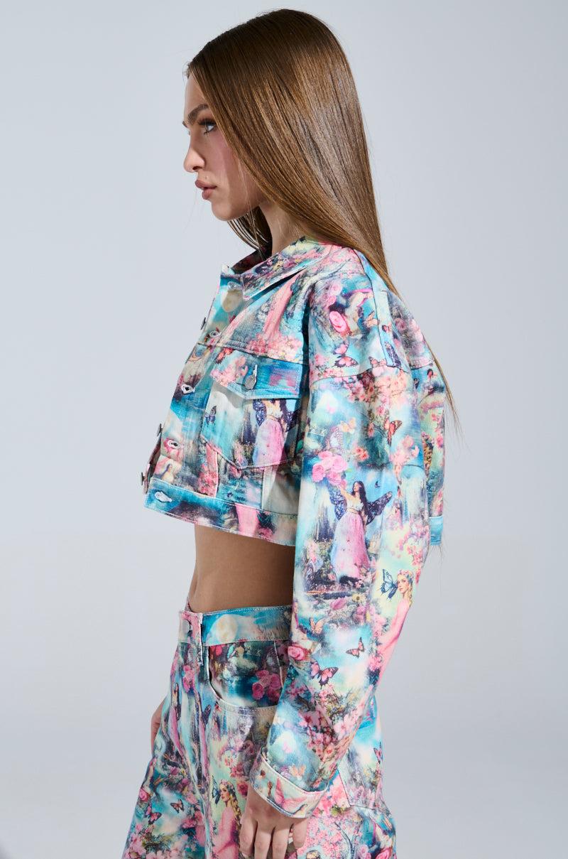 AKIRA Female Fantasy Printed Denim Jacket Product Image