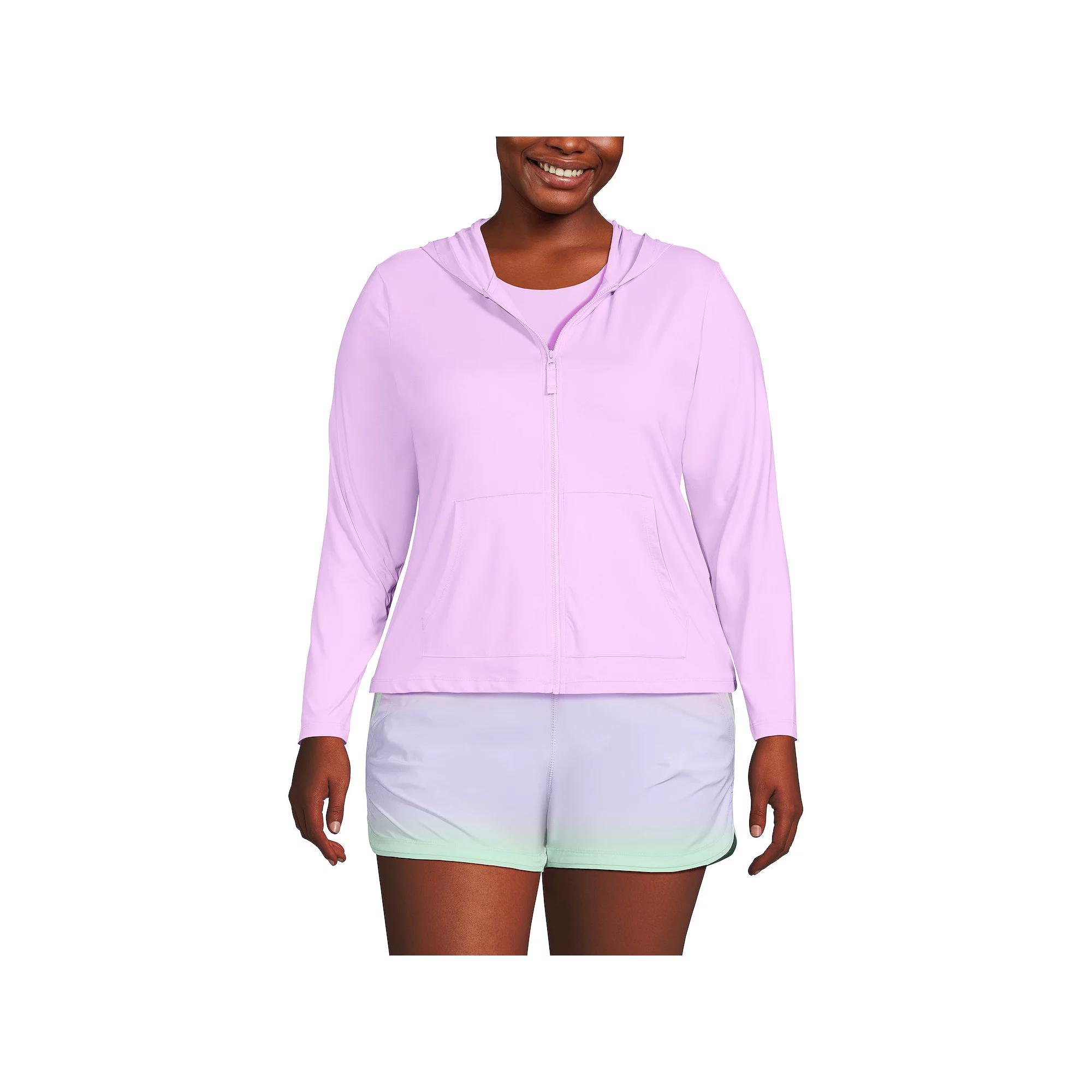 Plus Size Lands' End Hooded Full-Zip UPF 50 Rash Guard, Women's, Size: 2XL, Wild Purple Product Image