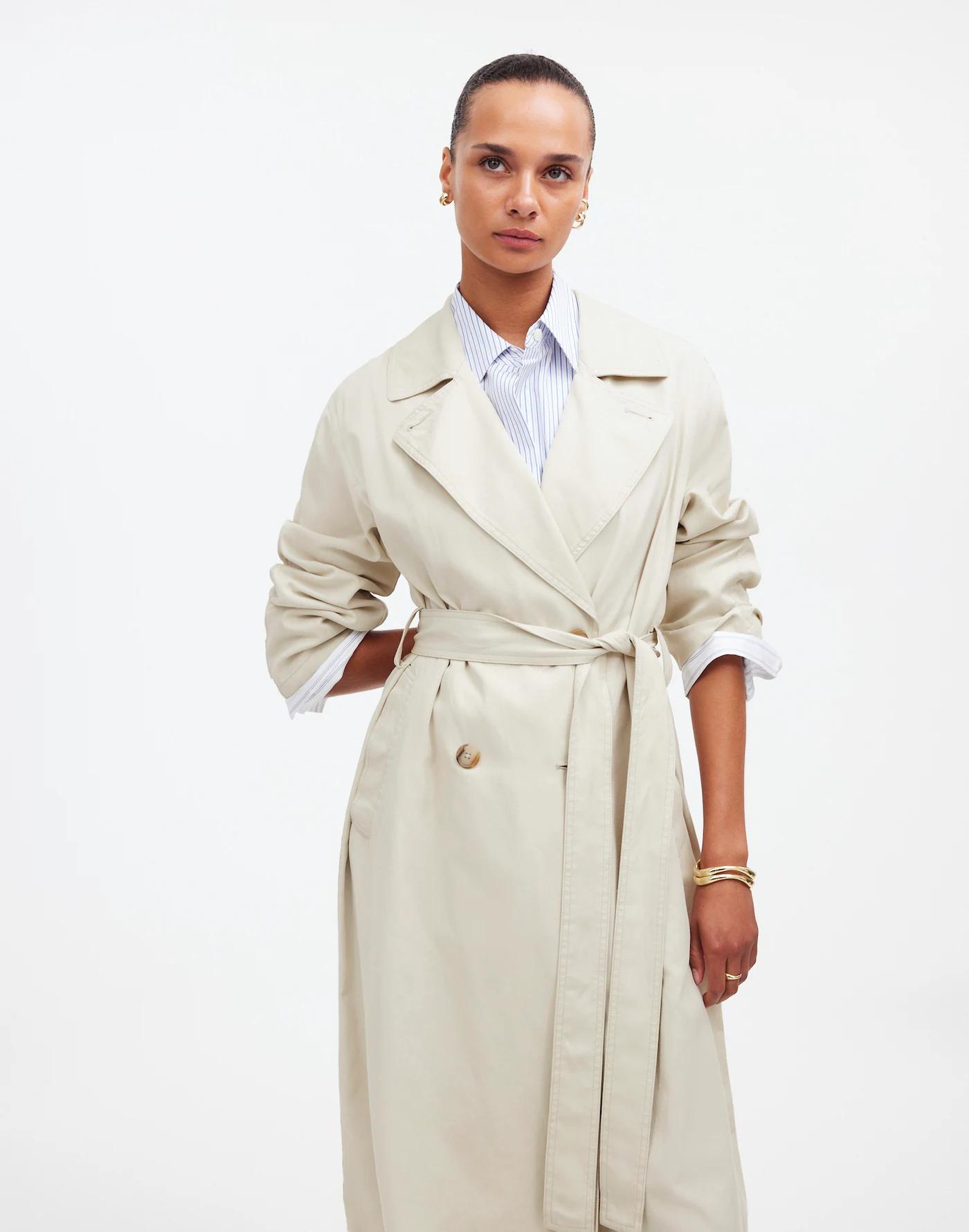 Belted Trench Coat in Drapey Twill Product Image