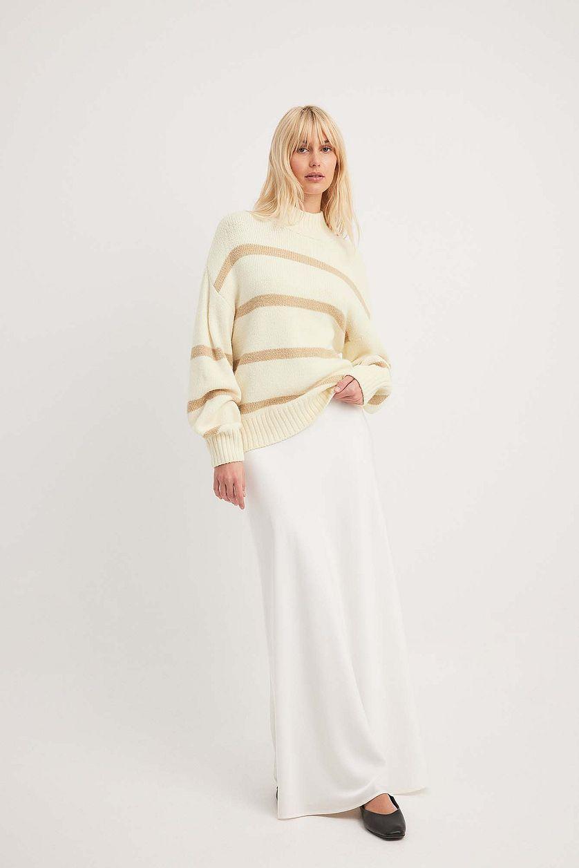 Turtle Neck Knitted Striped Sweater Product Image