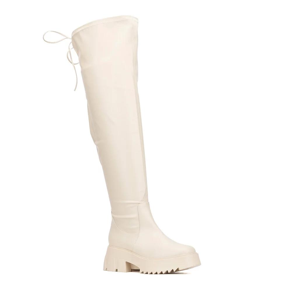 Fashion to Figure Nadine Women's Extra Wide Calf Thigh-High Boots, Size: 9 Wide, Ivory Product Image