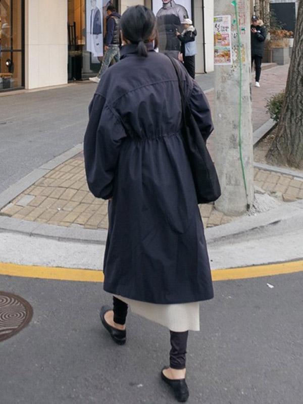 Solid Color Loose Elastic Waist Long Outwear Product Image
