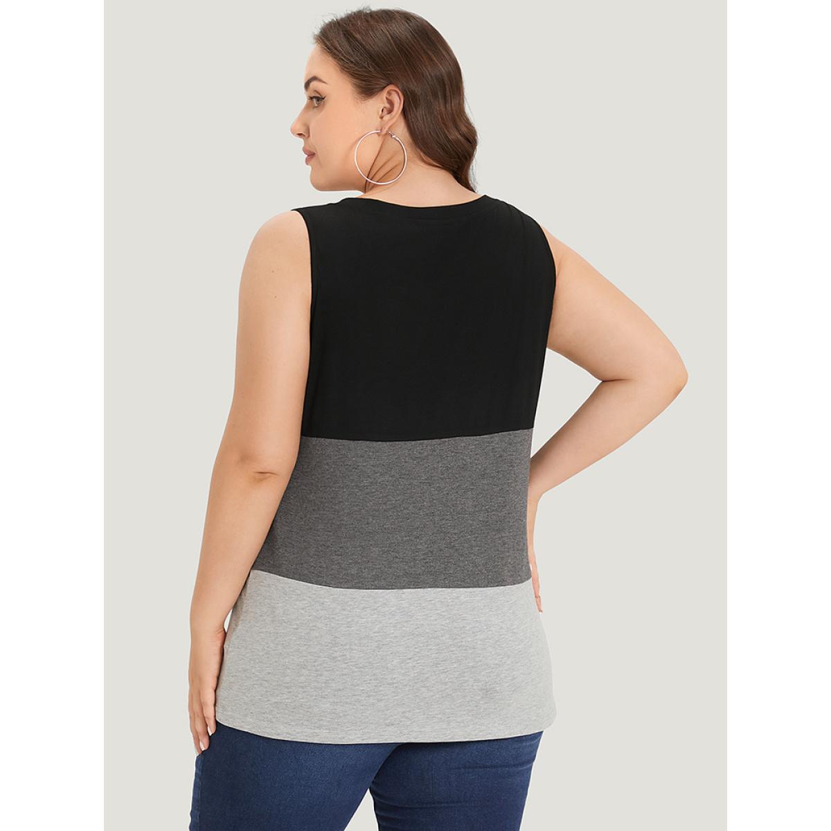 Plus Size Leopard Contrast Patched Pocket Tank Top Women Multicolor Casual Contrast V-neck Dailywear Tank Tops Camis BloomChic 22-24/3X Product Image