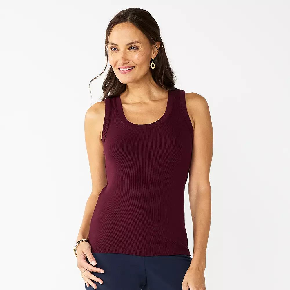 Women's Nine West Fitted Rib Tank Top,  Product Image