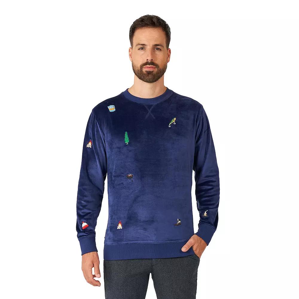 Men's Deluxe Sweater Christmas Icons, Size: Large, Blue Product Image