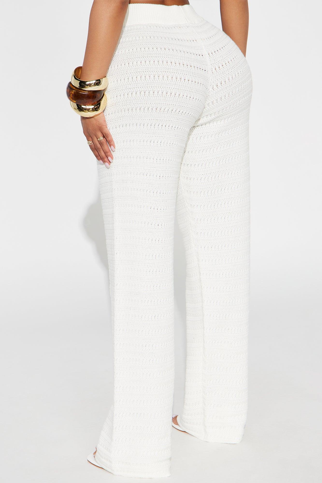Live In Style Crochet Straight Leg Pant - White Female Product Image