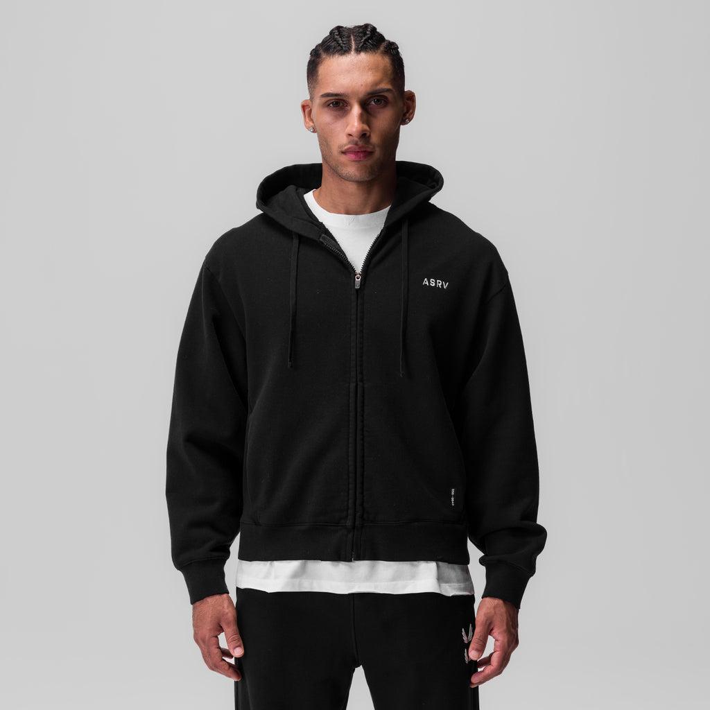 0843. Tech Essential™ Distressed Full Zip Hoodie - Black Product Image
