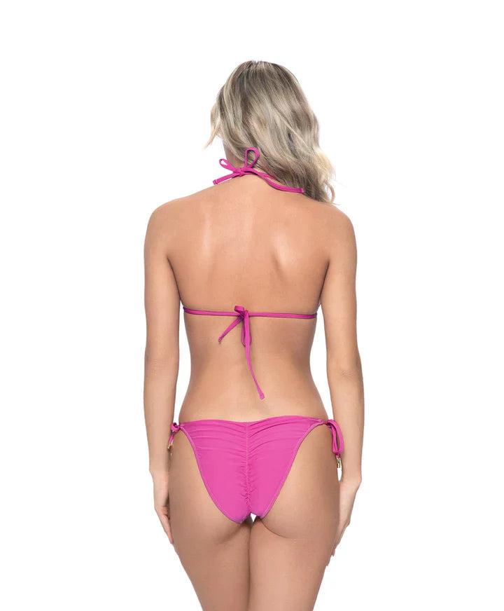 PQ Cosmo Pink Ruched Triangle Bikini Top FINAL SALE Product Image