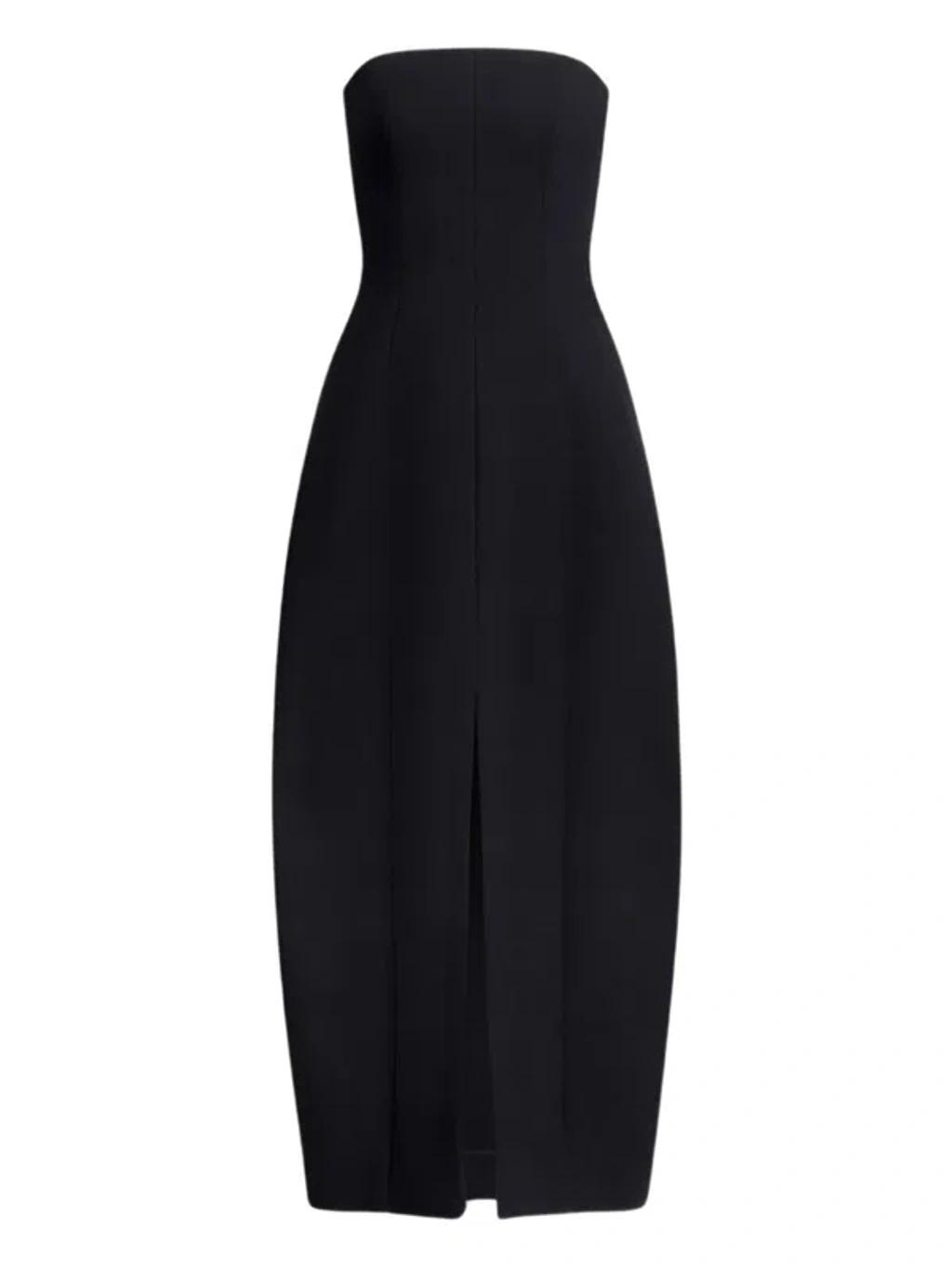 ALAÏA Strapless Dress In Textured Wool In Black Product Image