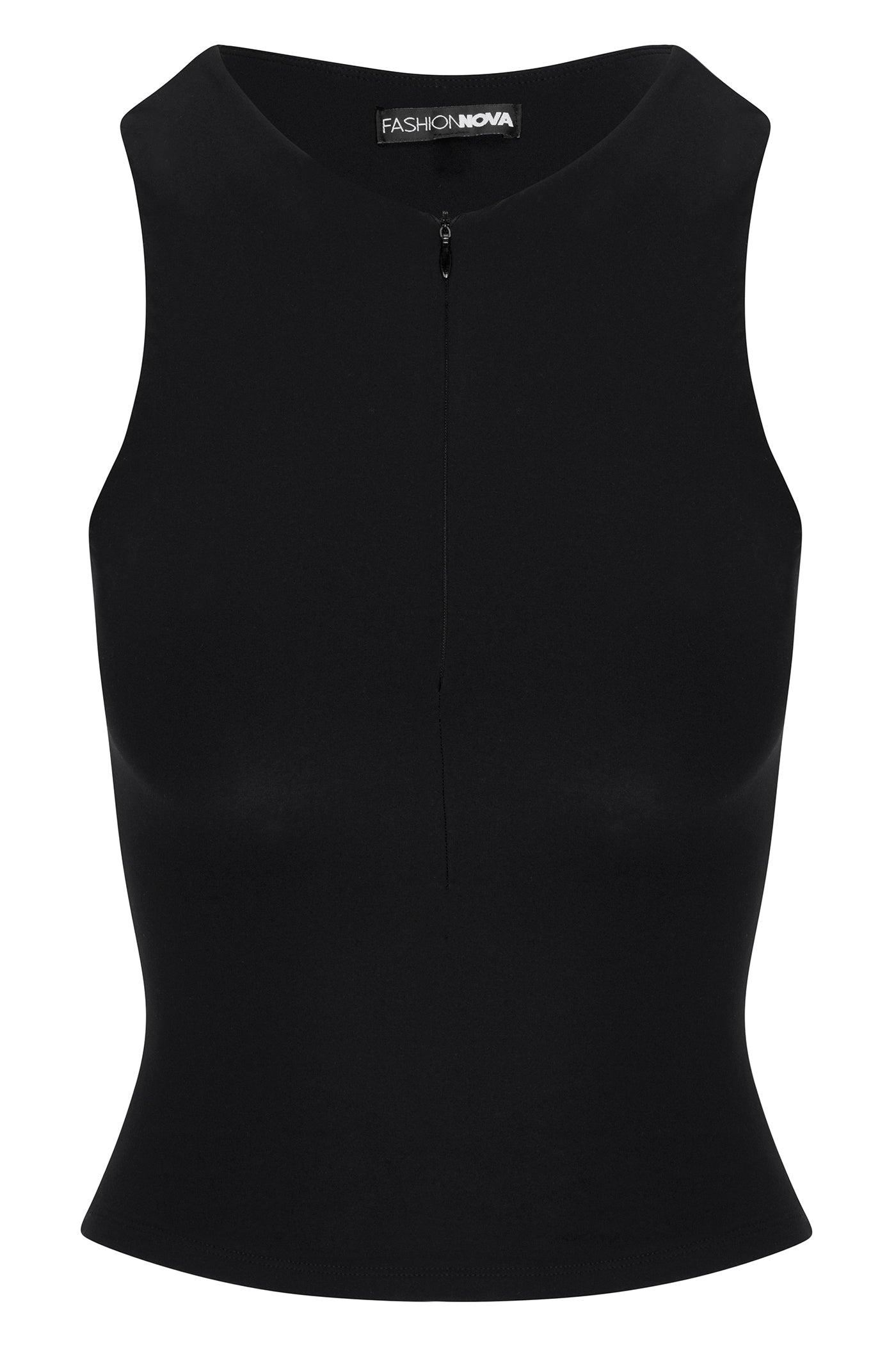 Second Skin Double Lined Zip Front Tank - Black Female Product Image