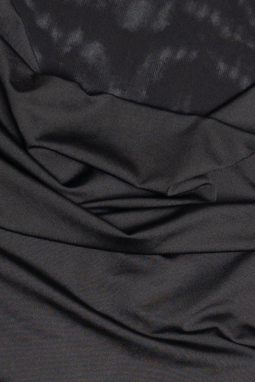 Mesh Long Sleeve Top With Cowl Overlay Product Image