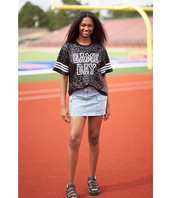 Miss Chievous Sequin Game Day Crew Neck Short Sleeve T-Shirt Product Image