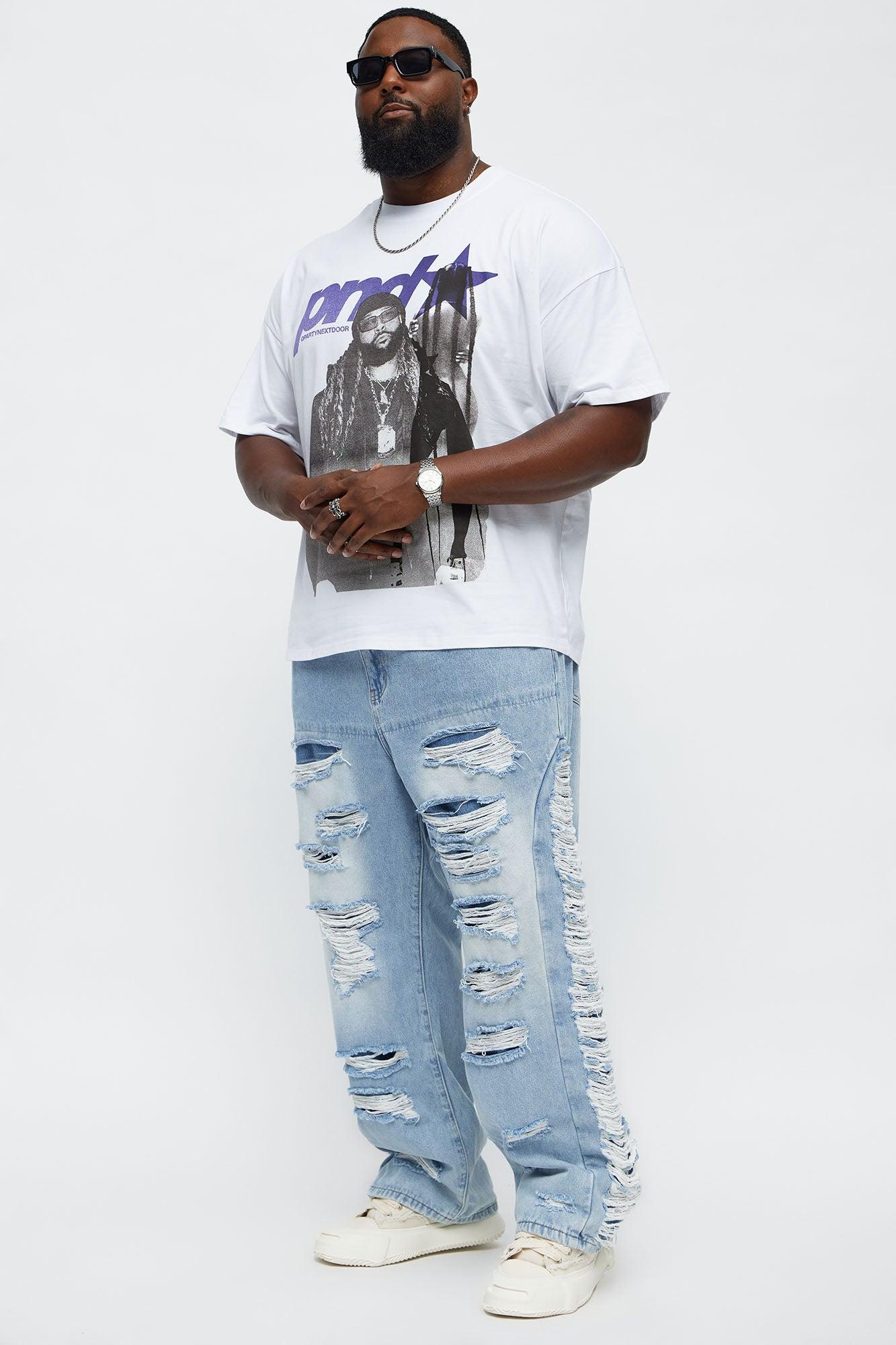 Baggy Busy In These Streets Destroyed Jeans - Light Blue Wash Male Product Image