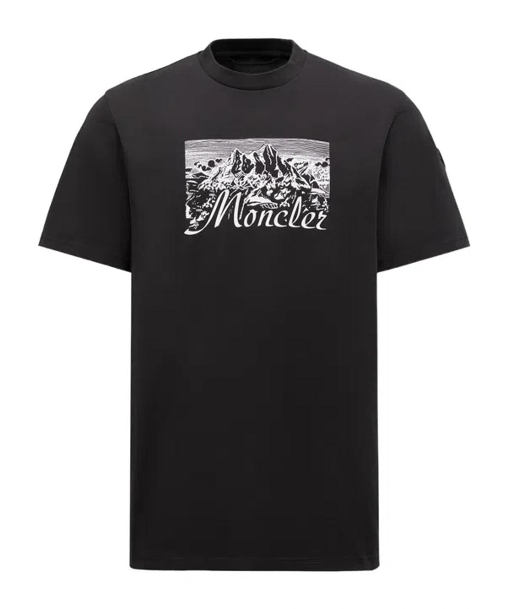 MONCLER Graphic Mountain Print Short Sleeve T-shirt In Black Product Image