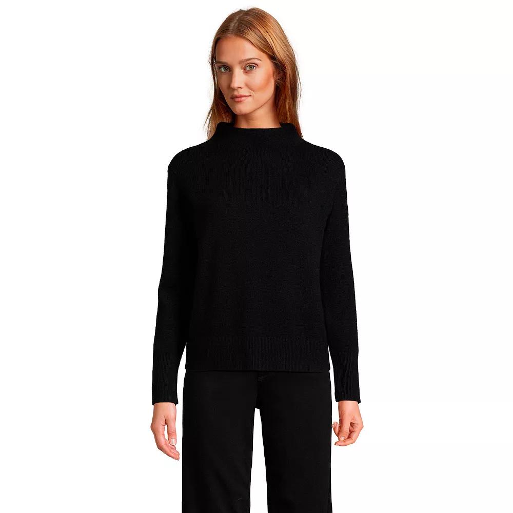 Women's Lands' End Cashmere Funnel Neck Sweater, Size: Small, Black Product Image