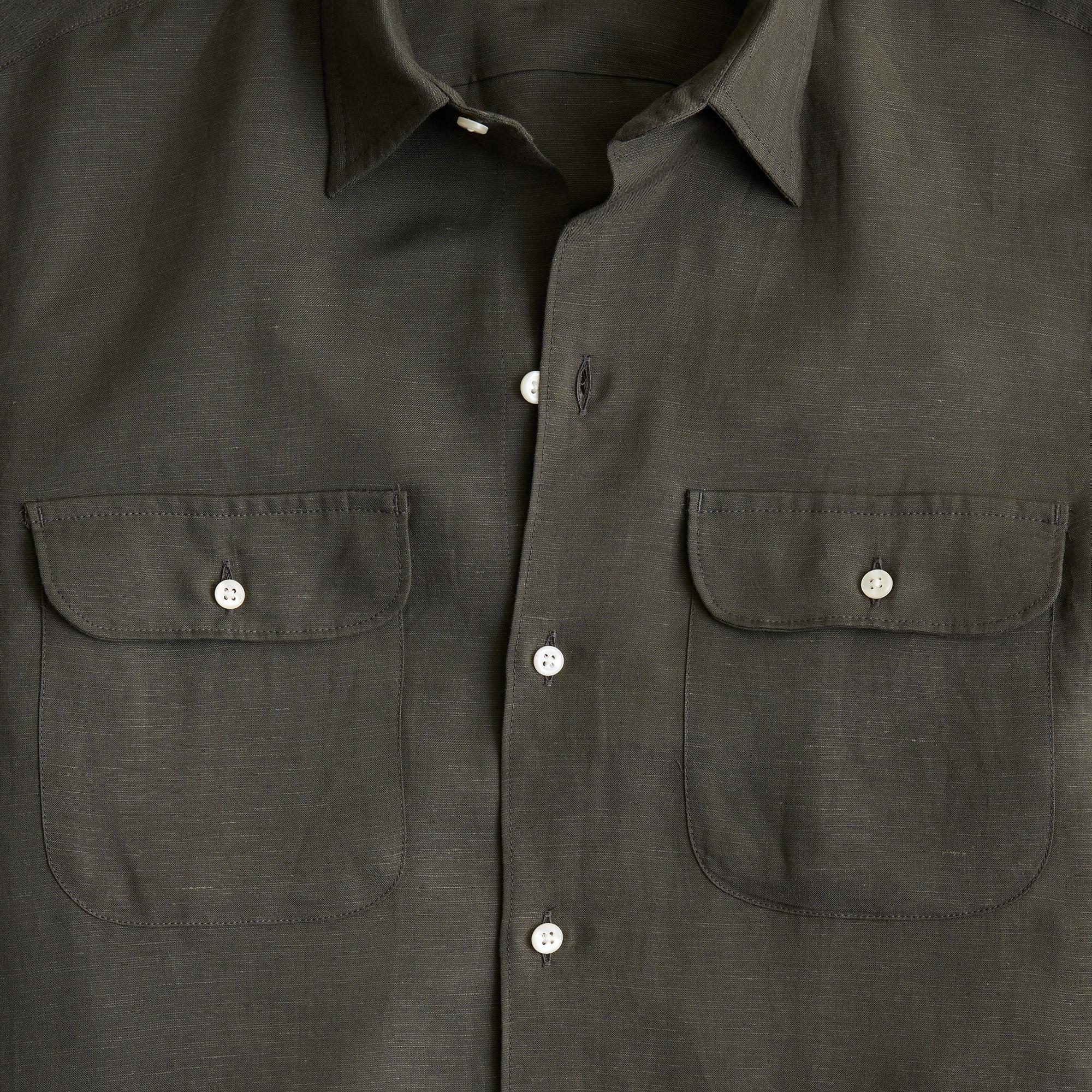 Short-sleeve viscose-linen blend shirt Product Image