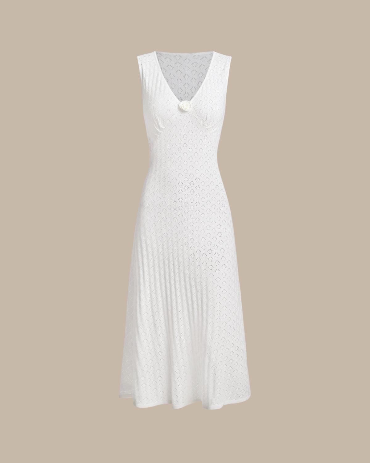 Beige Sleeveless Pleated Midi Dress Product Image