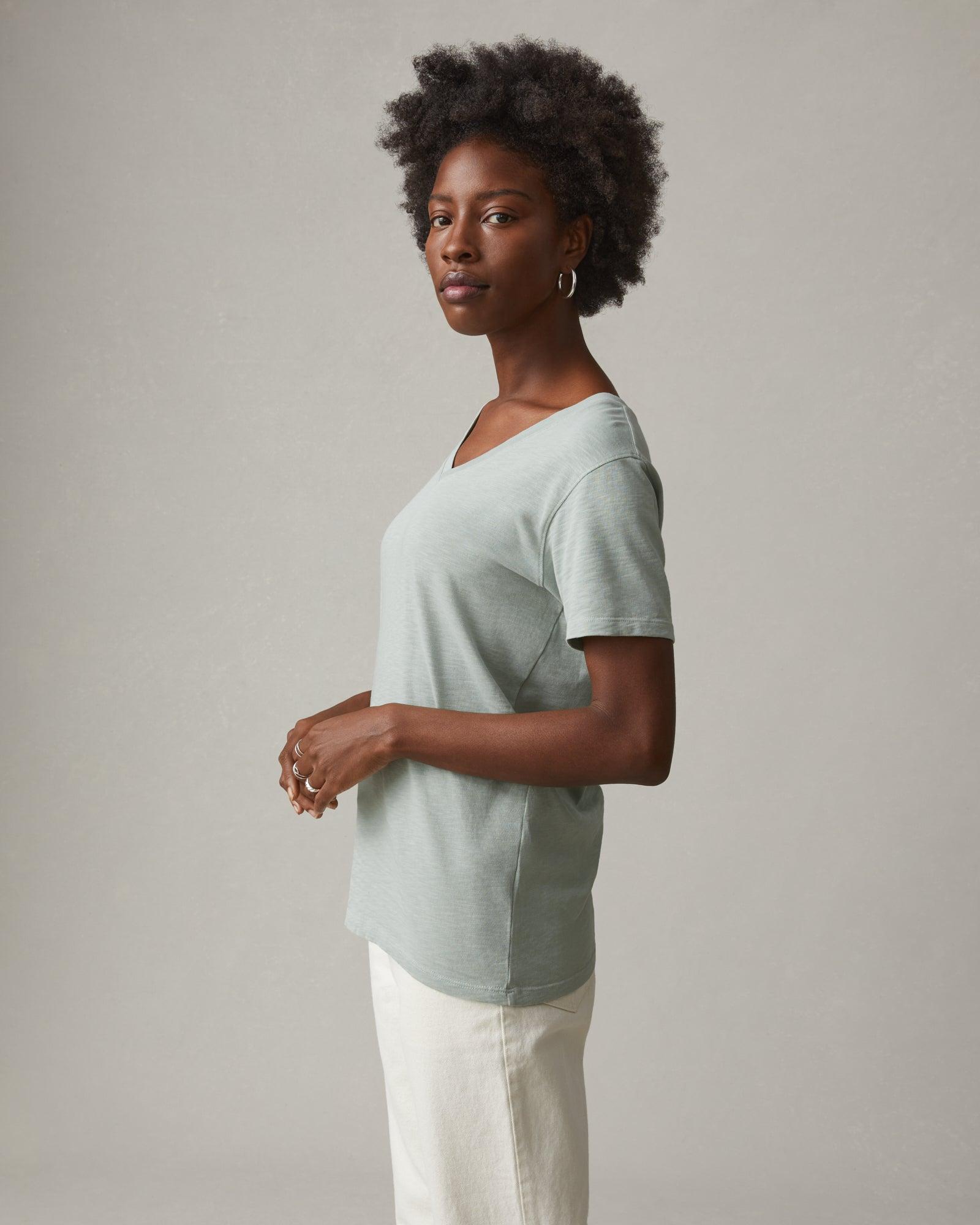 Women's Premium Slub V-Neck Tee - Aqua Grey Female Product Image
