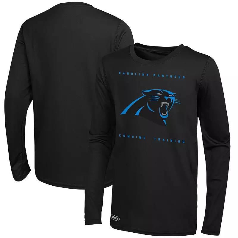 Men's Black Carolina Panthers Side Drill Long Sleeve T-Shirt, Size: XL Product Image