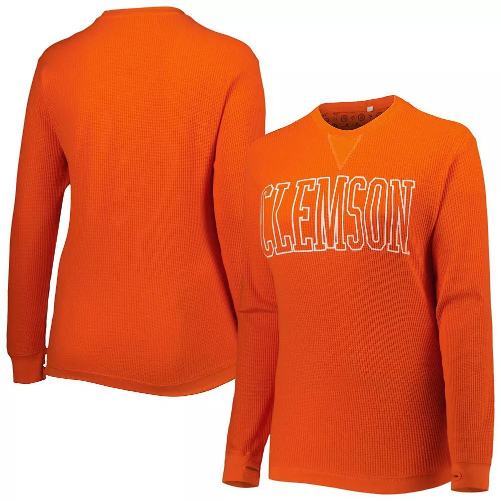 Women's Pressbox Orange Clemson Tigers Surf Plus Size Southlawn Waffle-Knit Thermal Tri-Blend Long Sleeve T-Shirt, Size: Medium Product Image